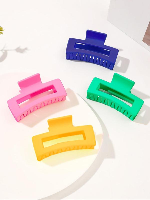 Women's 4pcs Plastic Hollow out Minimalist Hair Claw for Galentinesparty, Solid Color Versatile Hair Accessories for Hairstyle Decor