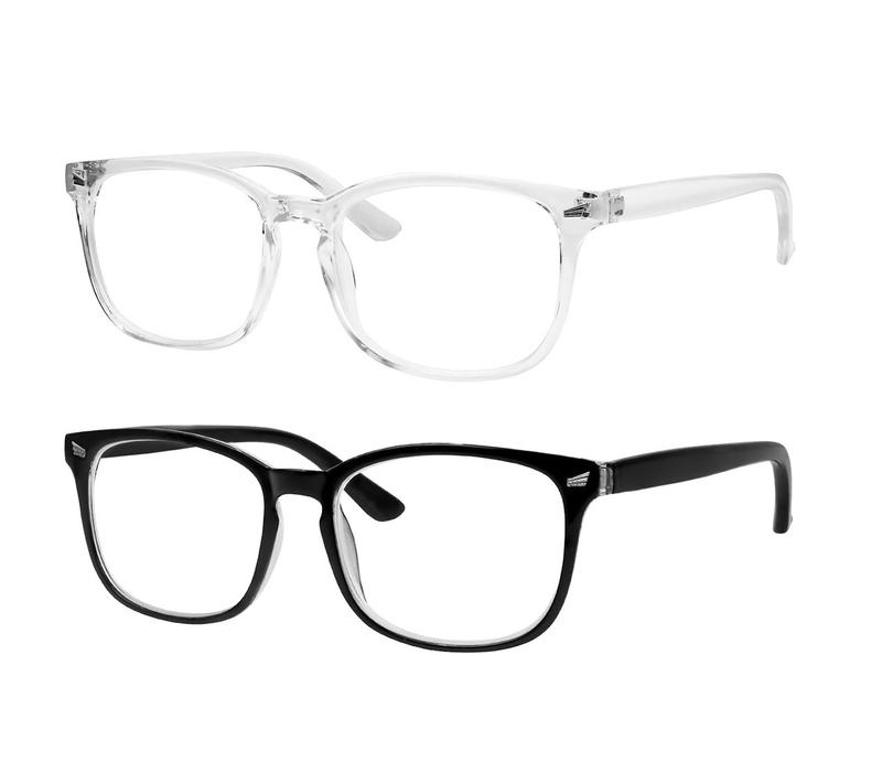 2 Pack, Blu-Ray Computer Gaming Glasses, Unisex Stylish Square Non-Prescription Eyeglasses