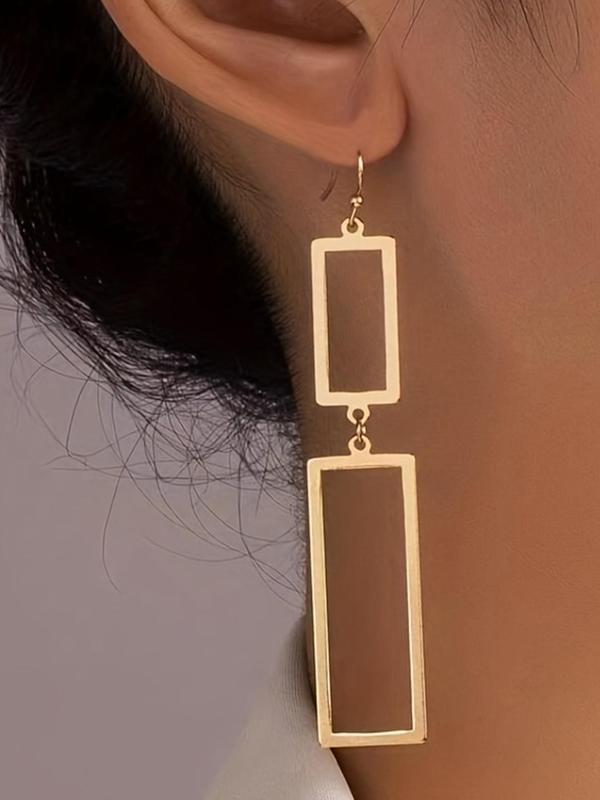 1 Pair Fashionable Geometric Design Hollow out Dangle Earrings, Casual Trendy Jewelry for Women, Alloy Matching Accessories for Daily Use