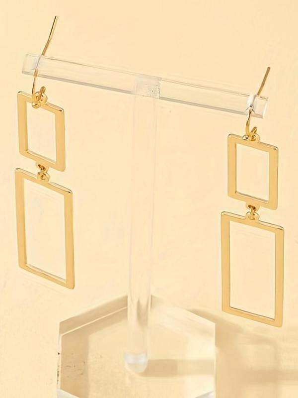 1 Pair Fashionable Geometric Design Hollow out Dangle Earrings, Casual Trendy Jewelry for Women, Alloy Matching Accessories for Daily Use