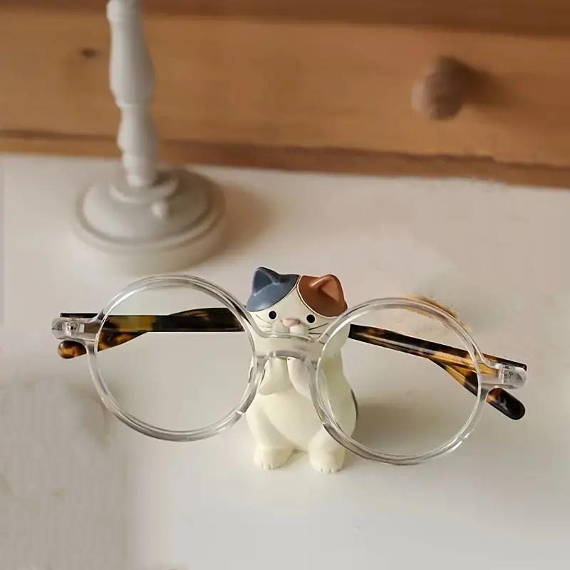 Cute Cat Design Glasses Holder, 1 Count Resin Ornament Glasses Holder, Creative Desktop Decoration for Home Living Room & Office & Coffee Shop