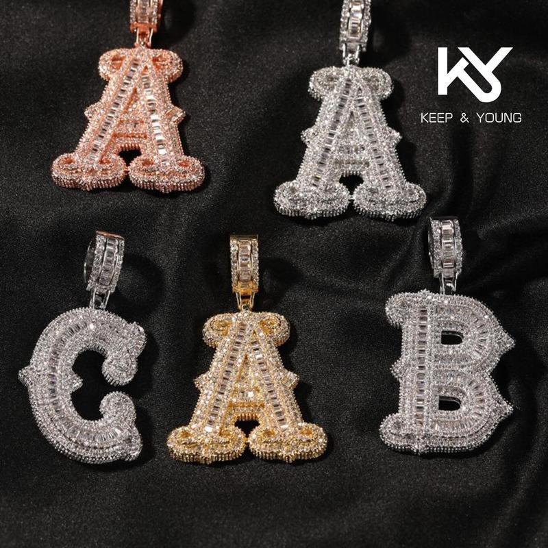 K&Y Valentine Mens Ladies Couple Pendant Hip Hop Alphabet A B C D Gift Boyfriend Girlfriend  Gift