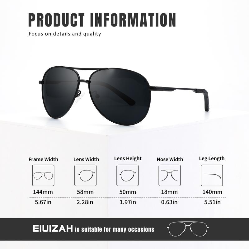 Eiuizah Polarized Aviator Sunglasses for Men Women, Classic SunGlasses for Driving, Fishing, with UV Protection