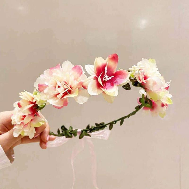 New Fashion Flower Crown Bride Wedding Hair Accessories Gorgeous Flower Headbands Braided Hair Ornament For Women Girl Wreath