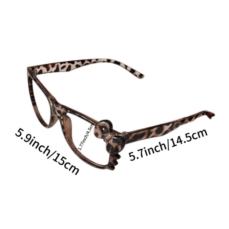 1pc Leopard Print Fashion Large Rim Eyeglass Frame, Y2K Retro Style Cartoon Oval Glasses, Cute Mosaic Brown Cosplay Decorative High-End Women'S Glasses Accessories Gift for Daily Use