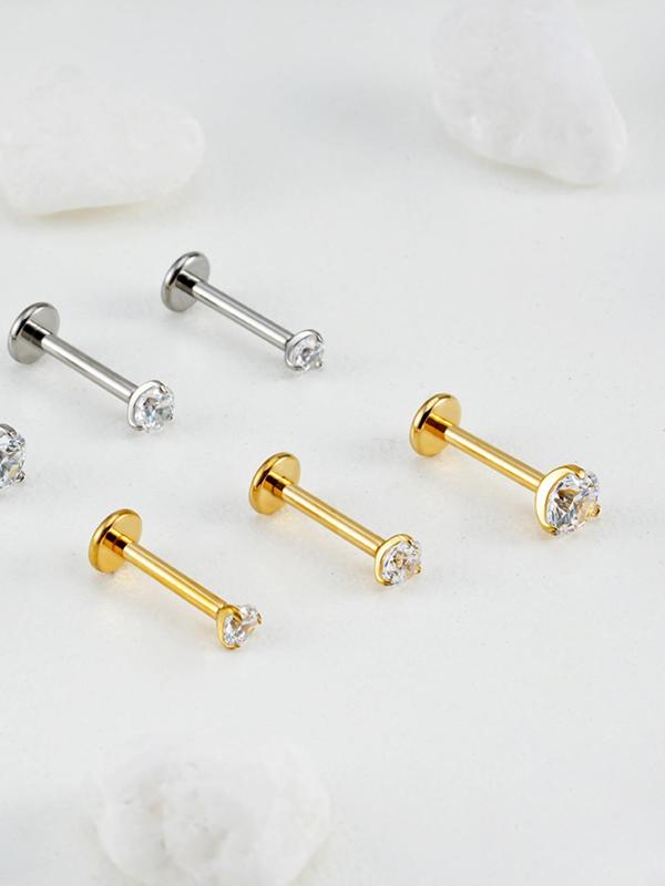 ASTM F136 Titanium Internal Thread CZ Decor Stud Piercing Jewelry for Tragus Nose Helix Conch Medusa Lip Labret, Helix Tragus Cartilage Earring for Women & Men