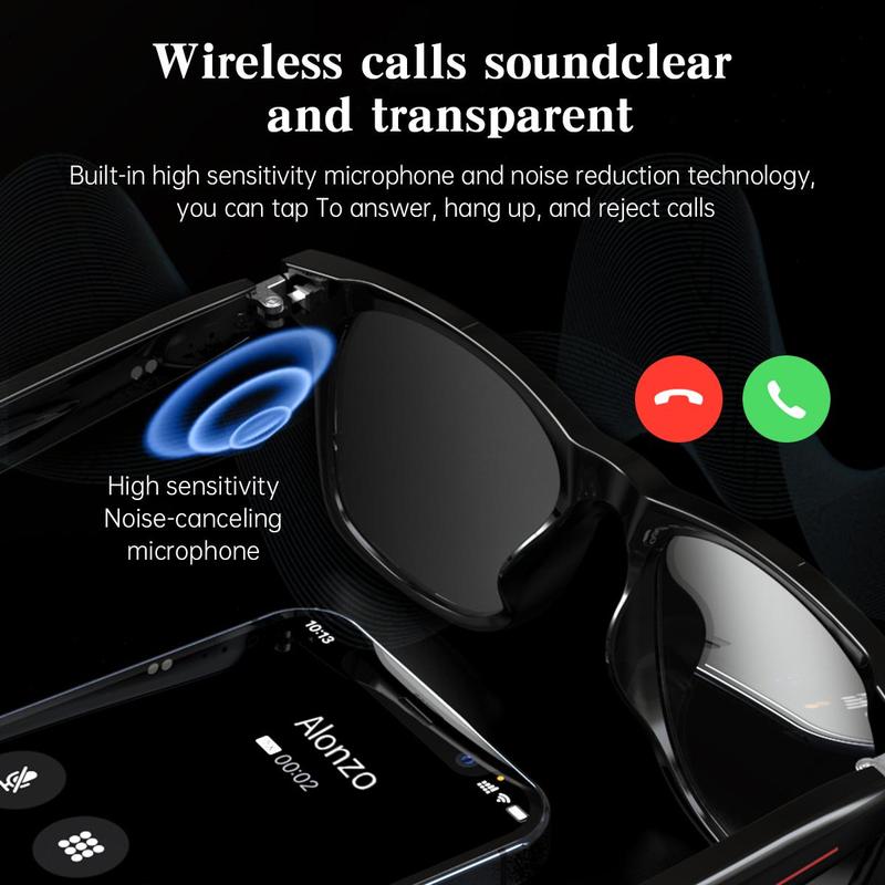 Smart Glasses, Wireless Audio Sunglasses Built-in Microphone & Speakers, Smart Glasses with AI Voice Assistance for Office, Outdoor, Sports, Driving, Spy Camera Glasses, Eye Glasses Camera, Eye Glasses Camera