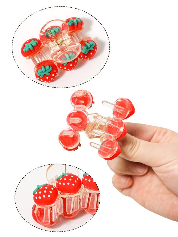 Cute Strawberry Design Hair Claw, Fashionable Plastic Mini Hair Claw Clip Hair Accessories for Women & Girls, Lovely Hairwear for Daily Used