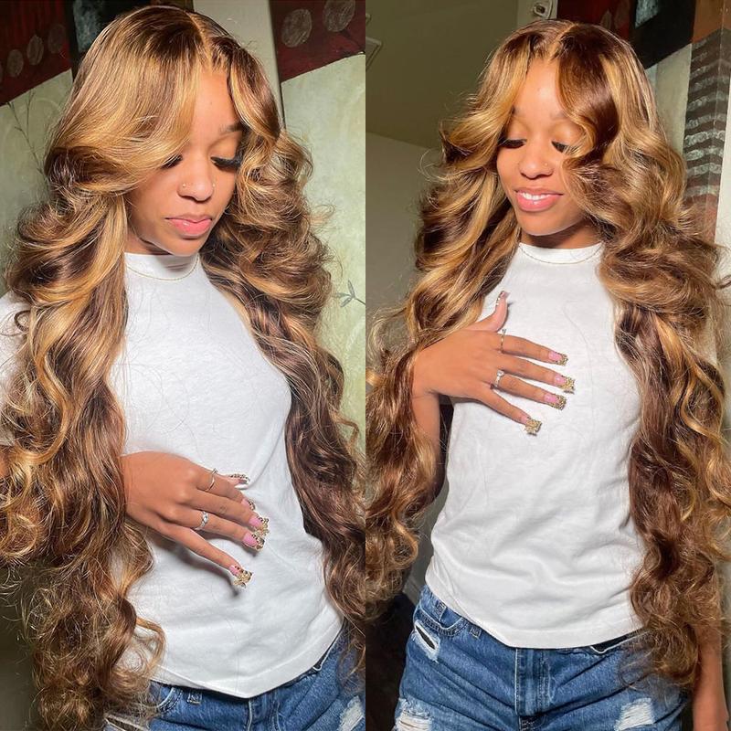 Highlight Wig 100%  13x6 Hd Lace Frontal Wig Honey Blonde Lace Front Wigs  Body Wave 4x4 5x5 Closure Wig