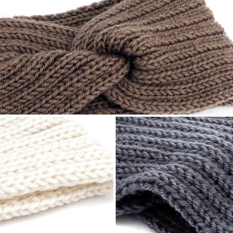 Warm Winter Headbands for Women Cold Weather Knit Wide Headband Ear Warmers Soft Turban Stretch Headbands Earmuffs Ear Muffs for Girls Winter Running  Wrap