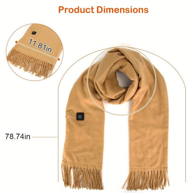 Electric Heated Winter Scarf USB Heating Neck Wrap Unisex Heated Neck Shawl Soft Warm Scarves 3 Heating Modes for Outdoor Cycling Skiing Skating