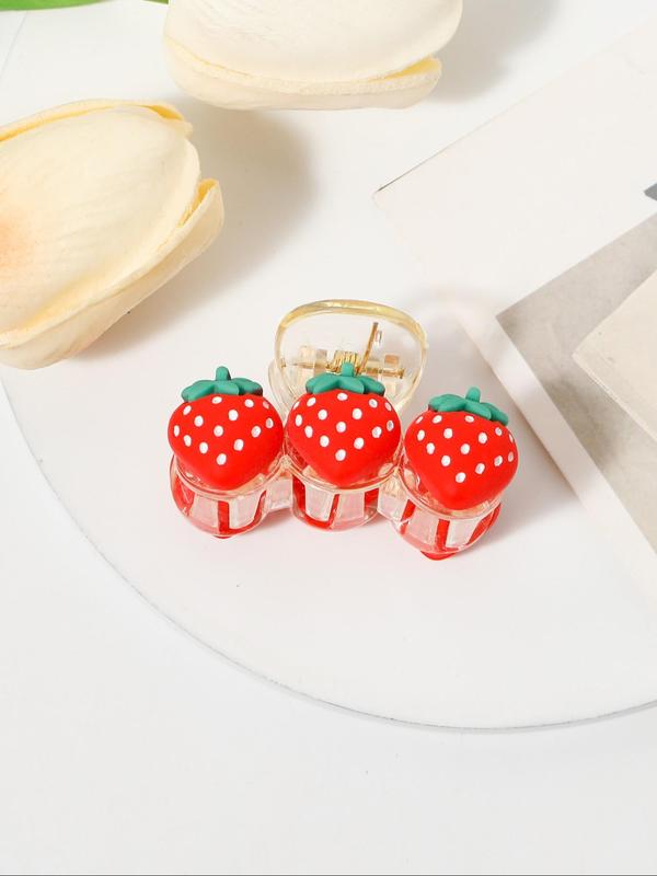 Cute Strawberry Design Hair Claw, Fashionable Plastic Mini Hair Claw Clip Hair Accessories for Women & Girls, Lovely Hairwear for Daily Used