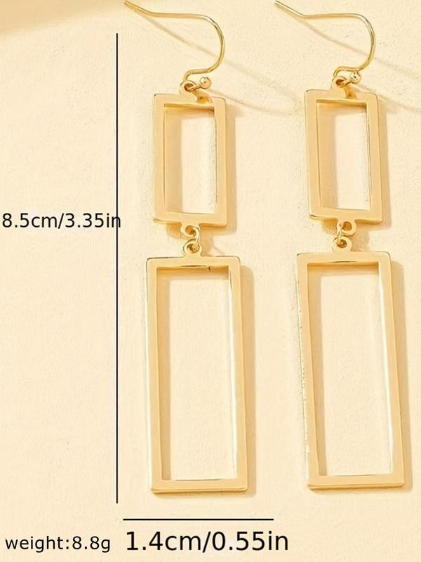 1 Pair Fashionable Geometric Design Hollow out Dangle Earrings, Casual Trendy Jewelry for Women, Alloy Matching Accessories for Daily Use