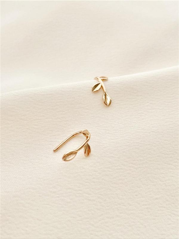 Leaf Design Stud Earrings, Cute Simple Ear Jewelry for Women, Fashion Jewelry for Party, Daily Clothing Decor, Trendy All-match & Exquisite Jewelry