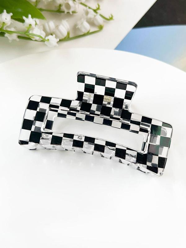 Checkerboard Pattern Hair Claws Set, Casual and Versatile Hair Accessories for Women, Minimalist Headwear Suitable for Thick Hair