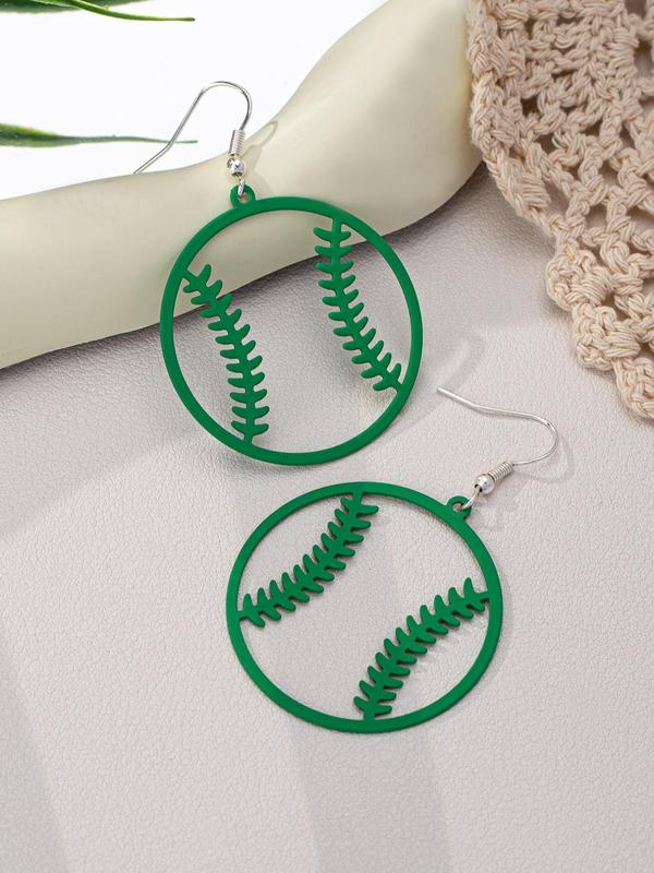 Hollow Out Baseball Design Dangle Earrings, Fashionable Jewelry for Women, Trendy All-match Jewelry for Beach, Party, Daily Clothing Decor, Exquisite Jewelry for Birthday Gift