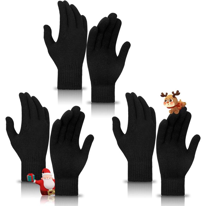 3 Pairs Winter Magic Gloves Adult Knit Gloves Warm Stretchy Knit Gloves