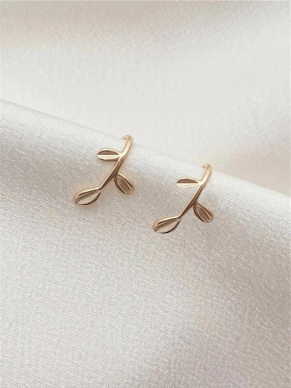 Leaf Design Stud Earrings, Cute Simple Ear Jewelry for Women, Fashion Jewelry for Party, Daily Clothing Decor, Trendy All-match & Exquisite Jewelry