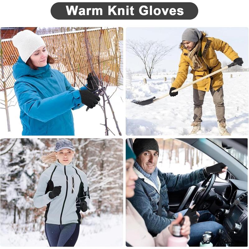 3 Pairs Winter Magic Gloves Adult Knit Gloves Warm Stretchy Knit Gloves