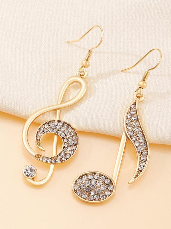 Women's Elegant Rhinestone Decor Dangle Earrings, Fashionable Music Note Design Dangle Earrings for Women for Party, Daily Decor, Trendy All-match & Exquisite Jewelry for Birthday Gift