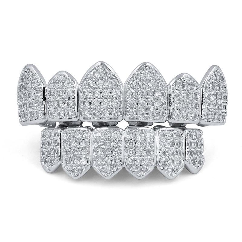 Unisex 8 Teeth zircon Grills For Men&Women HipHop Accessories zircon Grills Set Fashion Accessories Unisex Zircon Grillz Hip-Hop Accessories