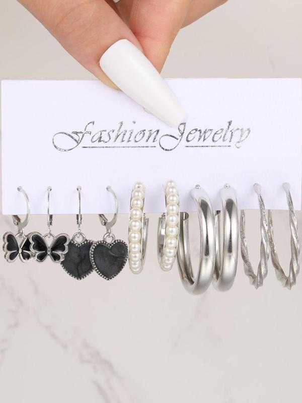 Women's Elegant Butterfly & Heart Design Earrings, Earrings for Women, Clean Girl Jewelry, Summer Daily Minimalist Versatile Matching Dainty Jewelry, Clean Girl Aesthetic Outfit Accessory for Teen Girl