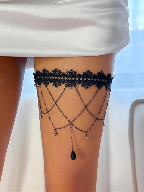 Women's Elegant Tiered Layer Design Thigh Chain, Fashion Artificial Gemstone Jewelry for Party, Trendy All-match & Exquisite Jewelry for Birthday Gift