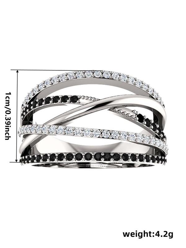 Fashion Chic Rhinestone Criss Cross Promise Ring for Women, Hollow out Rings Jewelry, Casual Matching Jewelry for Party, Female Classic Fashion Accessories for Daily Wear