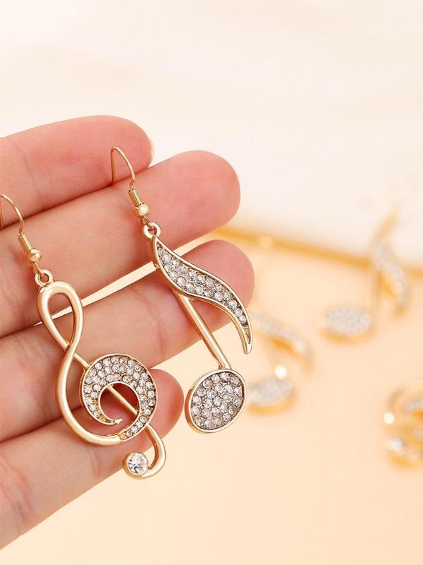 Women's Elegant Rhinestone Decor Dangle Earrings, Fashionable Music Note Design Dangle Earrings for Women for Party, Daily Decor, Trendy All-match & Exquisite Jewelry for Birthday Gift