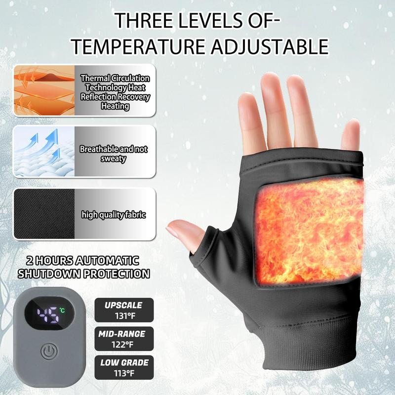 Portable Heating Gloves with Digital Display, 1 Pair Rechargeable Hand Warmer, Heated Gloves with Three Temperature Modes for Home Use