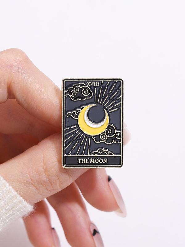 Moon Theme Pin Brooch, Pin Suitable for Backpacks, Jeans, Scarves, Hats Decoration Fixed Buckle, Casual Alloy Jewelry for Men & Women