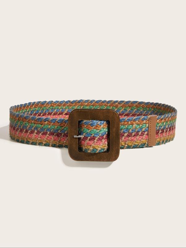 Women's Boho Style Colorful Braided Belt, Vintage Trendy Waistband, Fashionable Clothes Accessories for Daily & Party Outfits