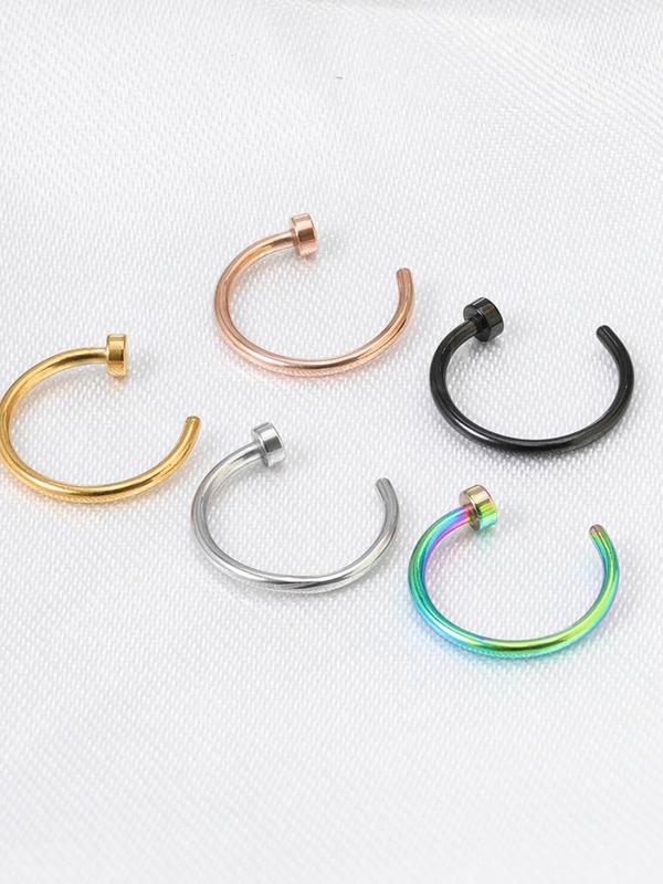 Minimalist Stainless Steel Nose Ring, Non Piercing Nose Ring, Fashion Nose Rings, Body Piercing Jewelry for Women & Men