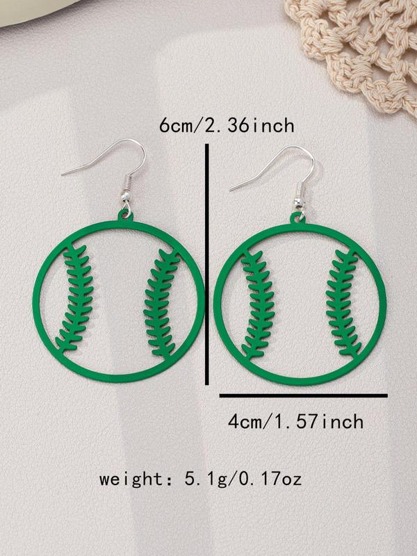 Hollow Out Baseball Design Dangle Earrings, Fashionable Jewelry for Women, Trendy All-match Jewelry for Beach, Party, Daily Clothing Decor, Exquisite Jewelry for Birthday Gift