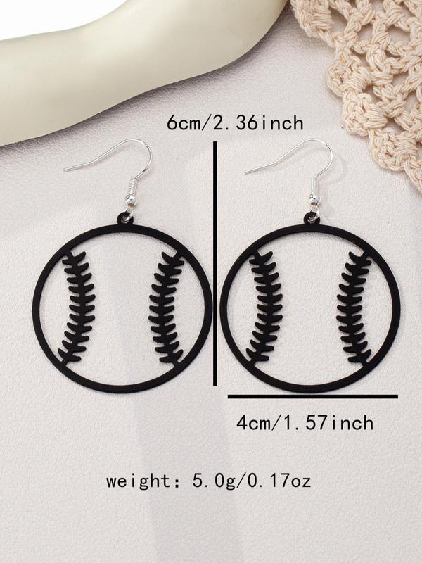 Hollow Out Baseball Design Dangle Earrings, Fashionable Jewelry for Women, Trendy All-match Jewelry for Beach, Party, Daily Clothing Decor, Exquisite Jewelry for Birthday Gift