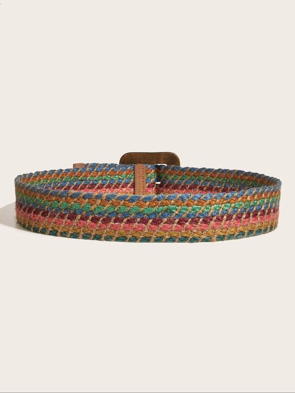 Women's Boho Style Colorful Braided Belt, Vintage Trendy Waistband, Fashionable Clothes Accessories for Daily & Party Outfits