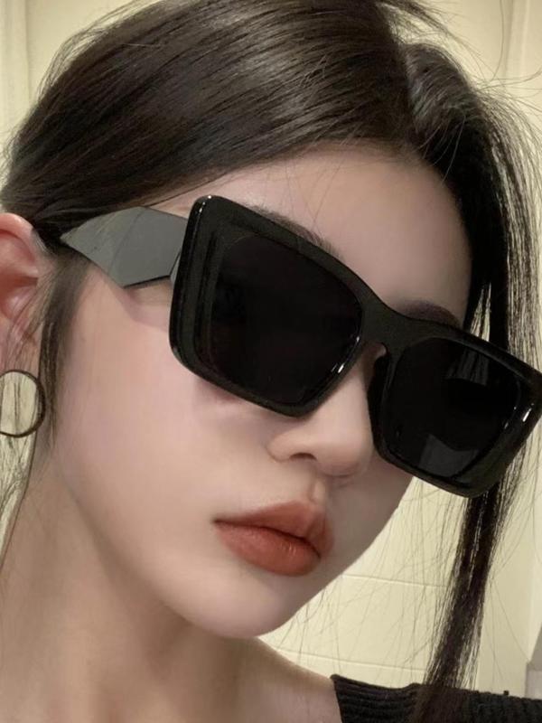 Vintage Cat Eye Frame Sunglasses, Trendy Boho Style Sunglasses for Everyday Use, Fashion Accessories for Outdoor Activities