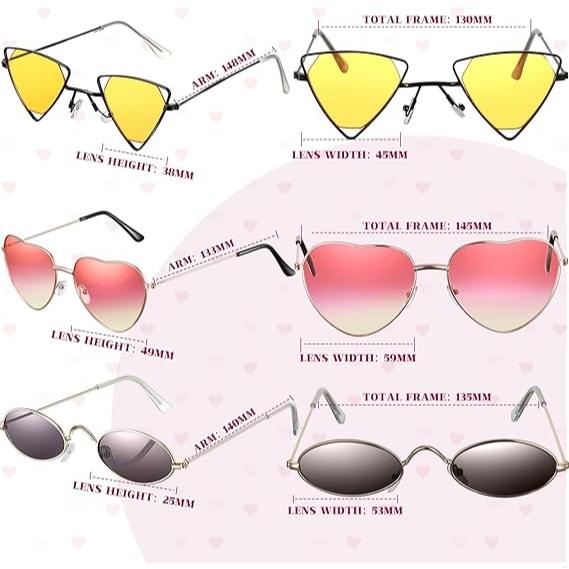 8 Pairs Irregular Sunglasses Set Heart Sunglasses Flame Cloud Butterfly Star Rimless Sunglasses Party Favors