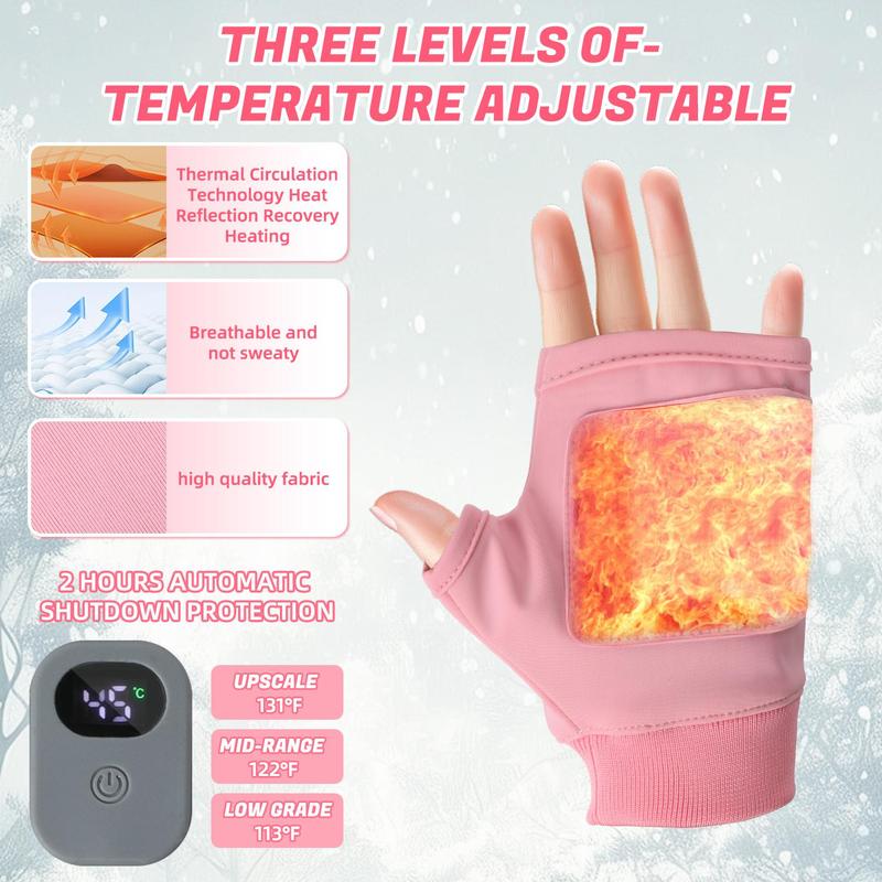 Portable Heating Gloves with Digital Display, 1 Pair Rechargeable Hand Warmer, Heated Gloves with Three Temperature Modes for Home Use