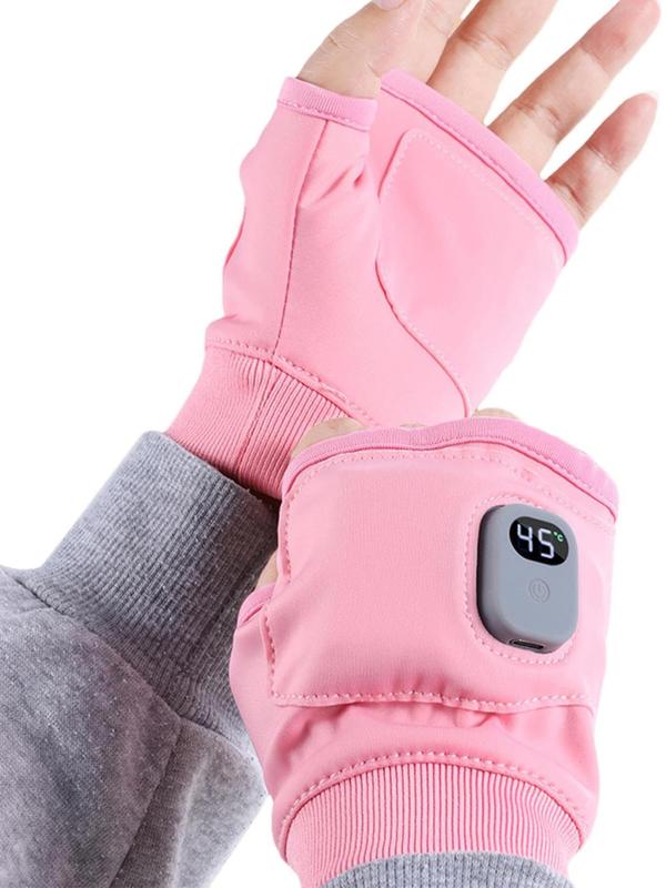 USB Rechargeable Heated Gloves, 3-level Temperature Control Fingerless Heating Gloves, Winter Hand Warmer for Work Cycling Skiing Outdoor Snow