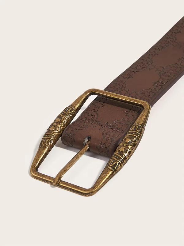 Women's Vintage Floral Print Pu Leather Belt, Boho Style Western Cowgirls Belt for Jeans, Fashion Y2k Niche Personalized Accessories for Daily Wear for Outfit Matching