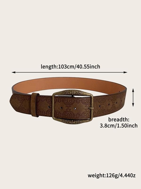 Women's Vintage Floral Print Pu Leather Belt, Boho Style Western Cowgirls Belt for Jeans, Fashion Y2k Niche Personalized Accessories for Daily Wear for Outfit Matching