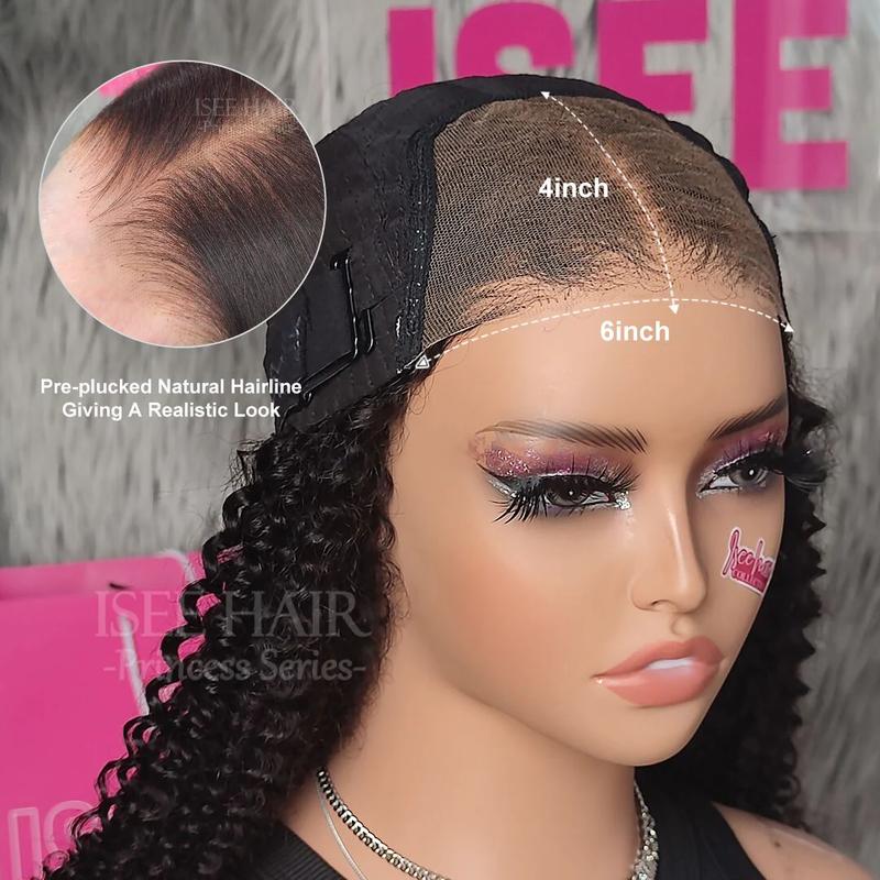 ISEE Wear Go Kinky Curly Glueless 6*4 HD Lace Closure Natural Black & Reddish Brown & Highlight Brown Human Hair Wig With Natural Hairline Beginner Friendly