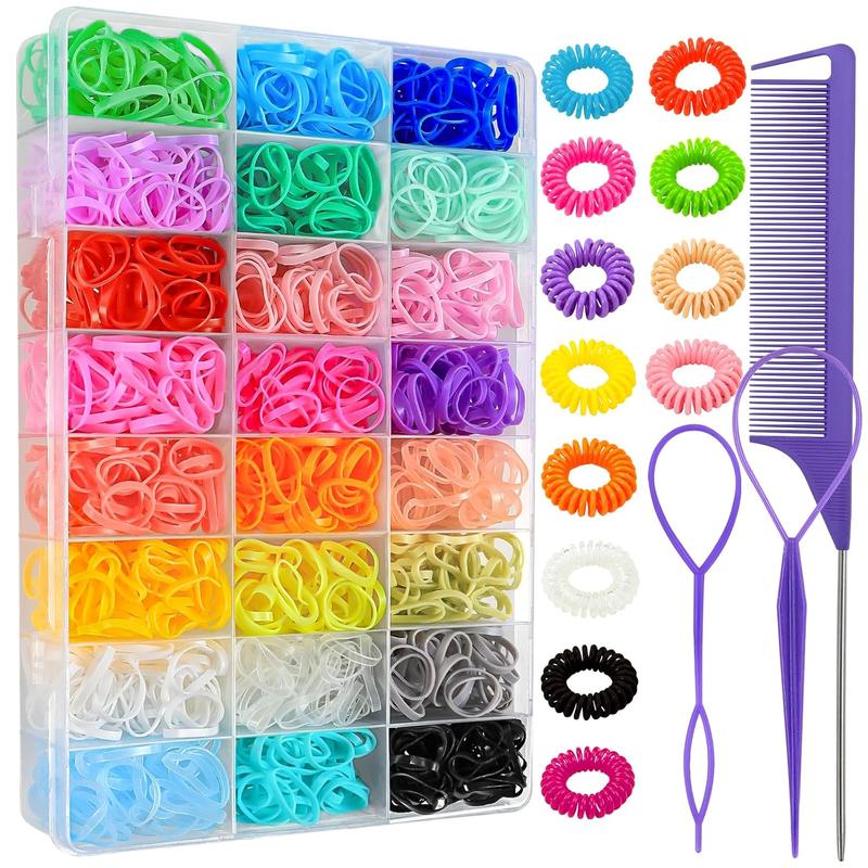 2880 Pcs Elastic Hair Ties, 24 Colors with Organizer Box, Hair Ties Hair Accessories for Girls Women, Gift for Girls