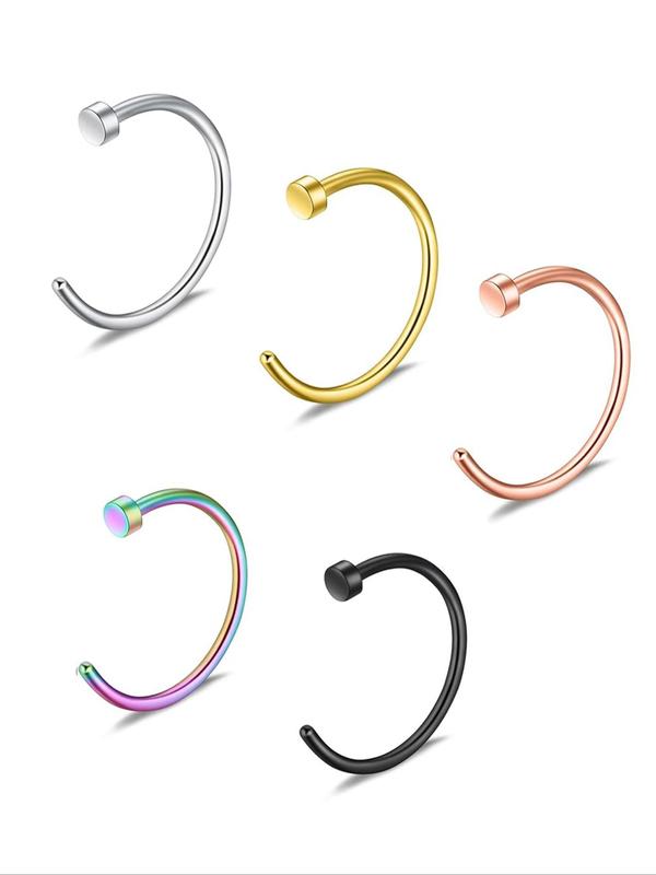 Minimalist Stainless Steel Nose Ring, Non Piercing Nose Ring, Fashion Nose Rings, Body Piercing Jewelry for Women & Men