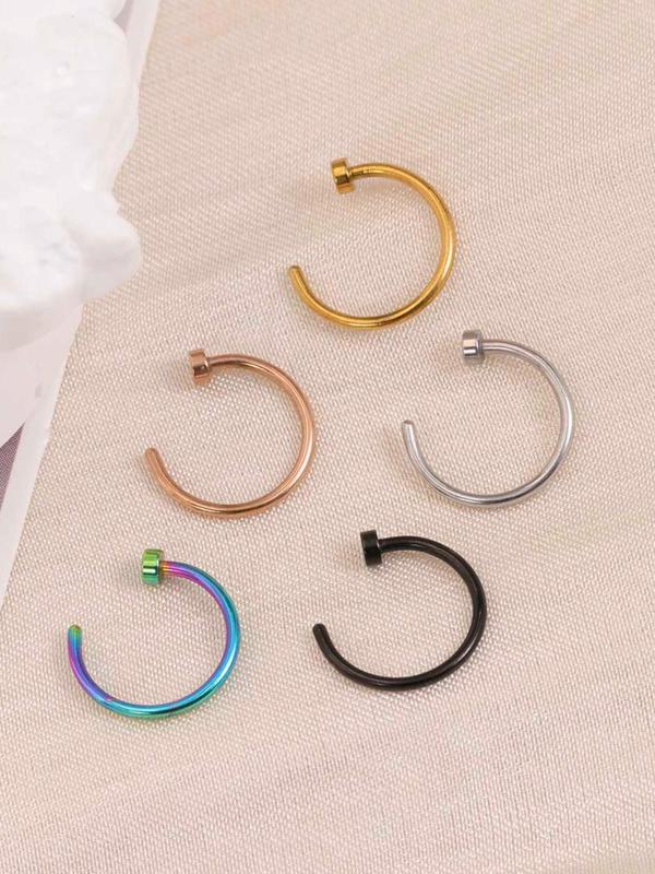 Minimalist Stainless Steel Nose Ring, Non Piercing Nose Ring, Fashion Nose Rings, Body Piercing Jewelry for Women & Men