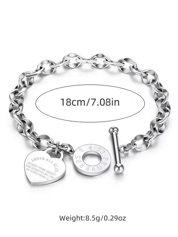 Women's Elegant Letter & Heart Design Bracelet, Exquisite Trendy Bracelet, Fashionable Jewelry for Women & Girls As Gift