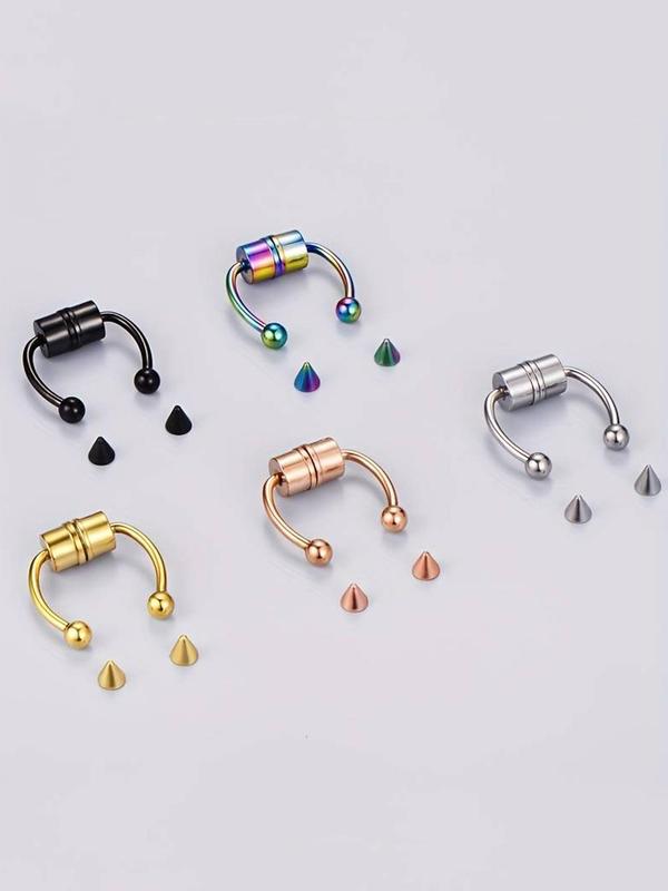 Magnetic Fake Nose Ring, Stainless Steel Fashionable Non-piercing Nose Jewelry for Women & Men, Trendy All-match & Exquisite Body Jewelry for Birthday Gift