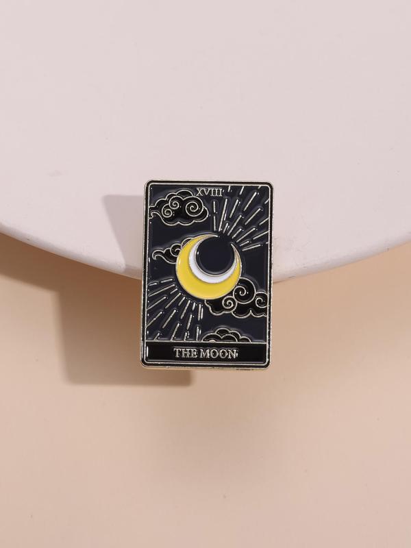 Moon Theme Pin Brooch, Pin Suitable for Backpacks, Jeans, Scarves, Hats Decoration Fixed Buckle, Casual Alloy Jewelry for Men & Women