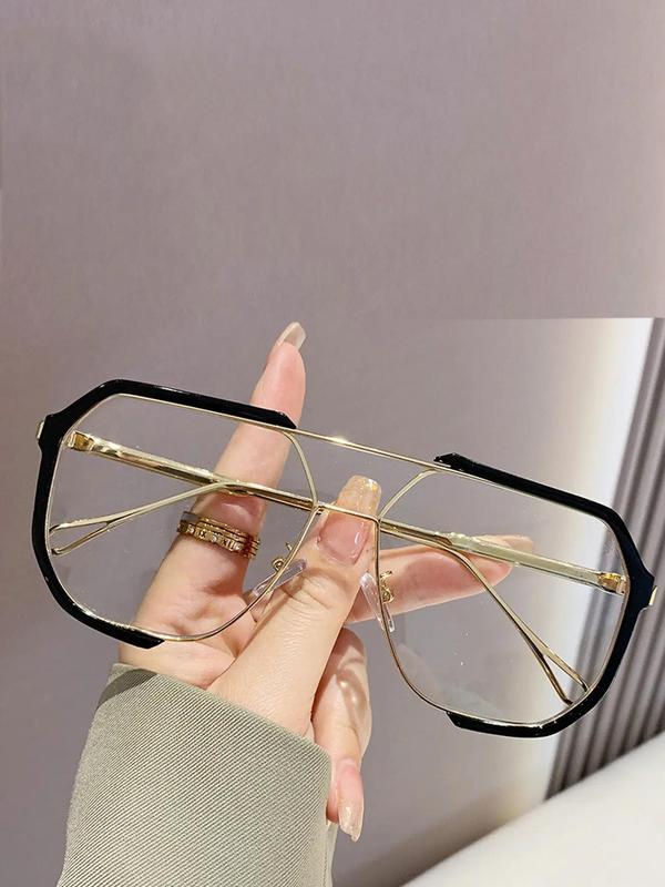 (1 Pair) Basic Flat Top Fashion Eyeglasses for Women & Men, Fashion Eyeglasses for Party, Daily Clothing Decor, Perfect for Student Daily Use